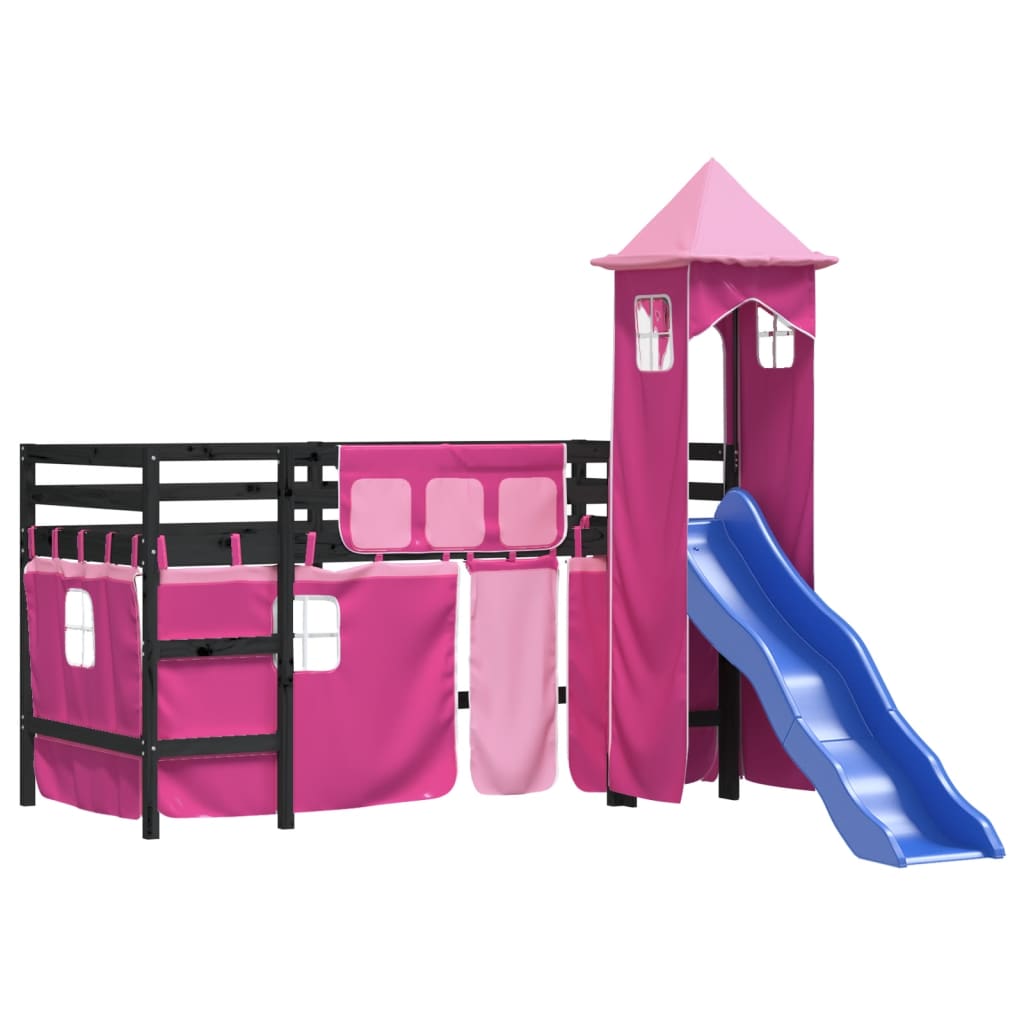 Kinderhoogslaper met toren 80x200 cm massief grenenhout roze Bedden & bedframes | Creëer jouw Trendy Thuis | Gratis bezorgd & Retour | Trendy.nl