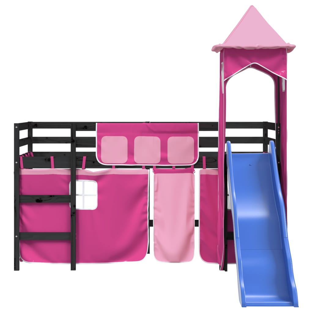 Kinderhoogslaper met toren 80x200 cm massief grenenhout roze Bedden & bedframes | Creëer jouw Trendy Thuis | Gratis bezorgd & Retour | Trendy.nl