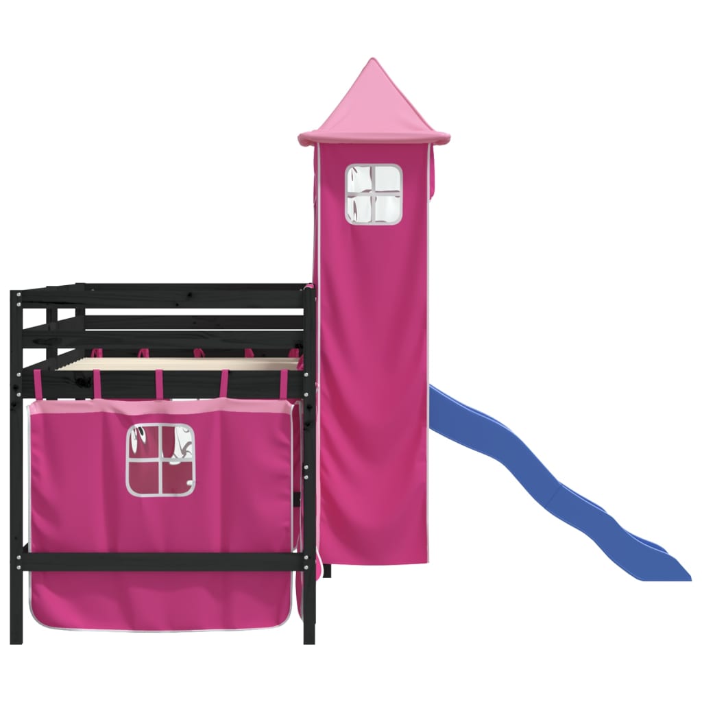 Kinderhoogslaper met toren 80x200 cm massief grenenhout roze Bedden & bedframes | Creëer jouw Trendy Thuis | Gratis bezorgd & Retour | Trendy.nl