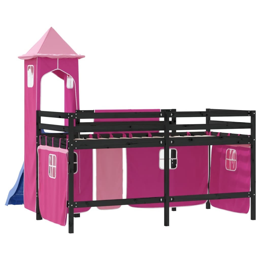 Kinderhoogslaper met toren 80x200 cm massief grenenhout roze Bedden & bedframes | Creëer jouw Trendy Thuis | Gratis bezorgd & Retour | Trendy.nl