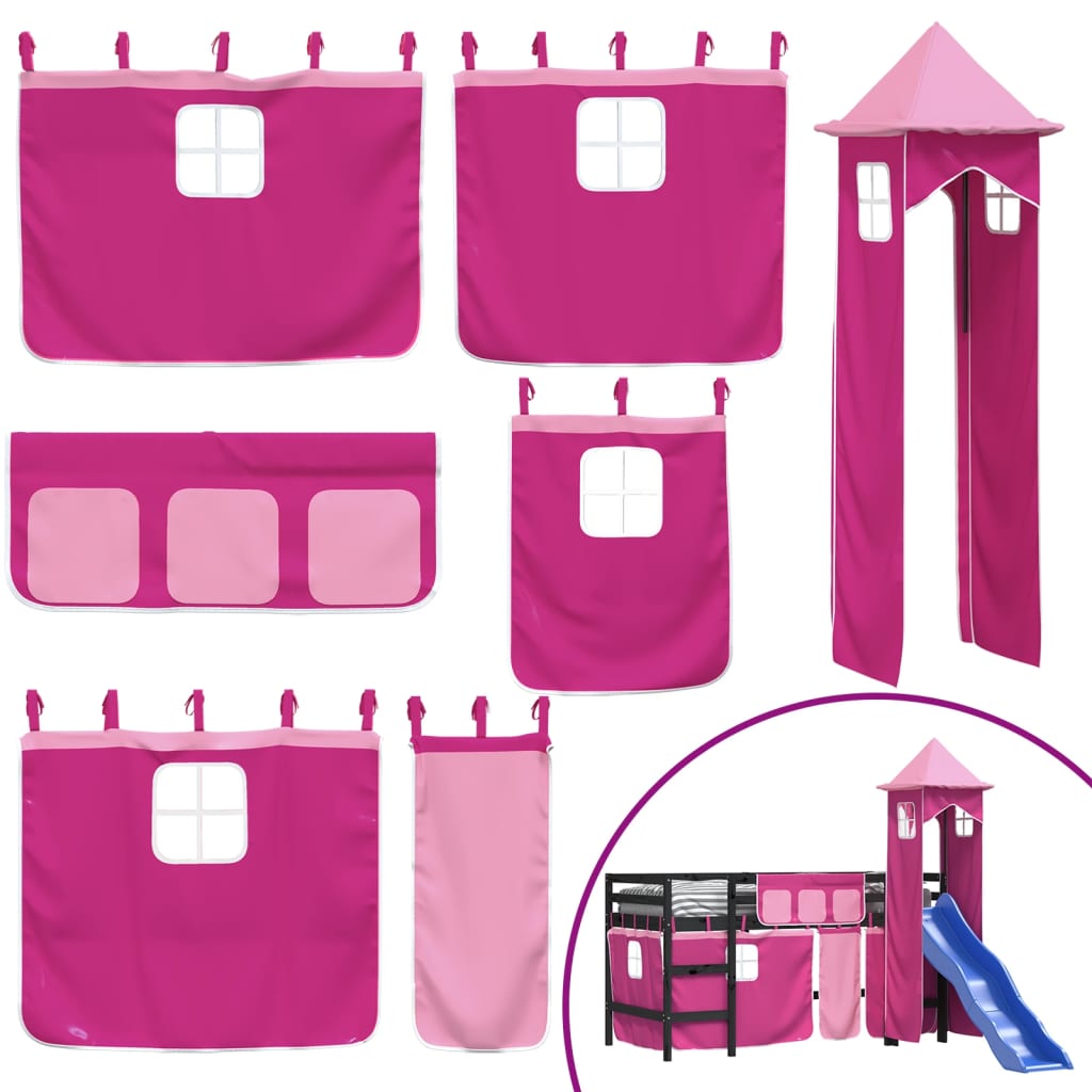 Kinderhoogslaper met toren 80x200 cm massief grenenhout roze Bedden & bedframes | Creëer jouw Trendy Thuis | Gratis bezorgd & Retour | Trendy.nl