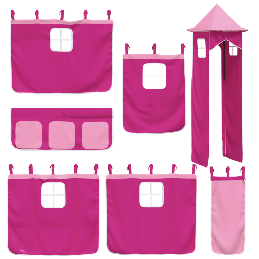 Kinderhoogslaper met toren 80x200 cm massief grenenhout roze Bedden & bedframes | Creëer jouw Trendy Thuis | Gratis bezorgd & Retour | Trendy.nl