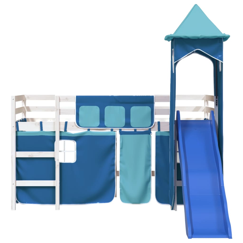 Kinderhoogslaper met toren 90x200 cm massief grenenhout blauw Bedden & bedframes | Creëer jouw Trendy Thuis | Gratis bezorgd & Retour | Trendy.nl