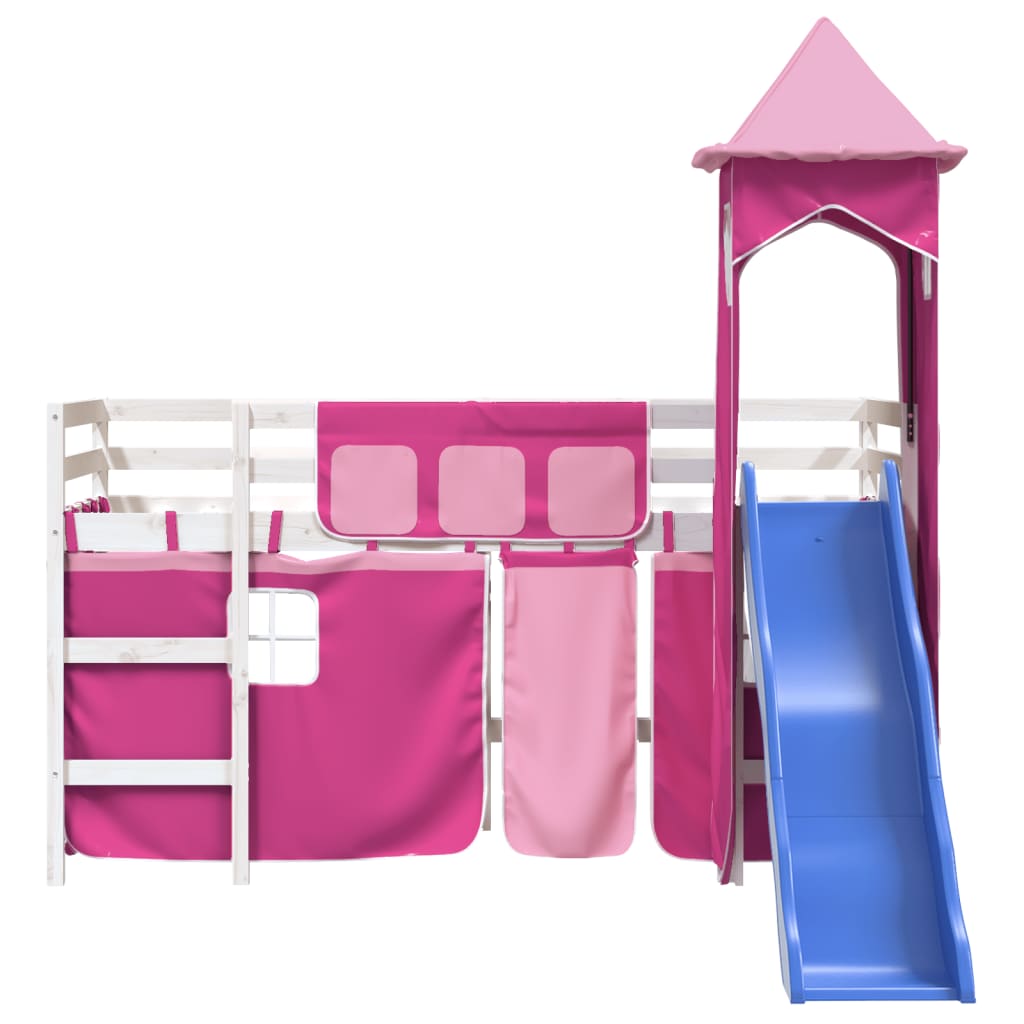 Kinderhoogslaper met toren 90x200 cm massief grenenhout roze Bedden & bedframes | Creëer jouw Trendy Thuis | Gratis bezorgd & Retour | Trendy.nl