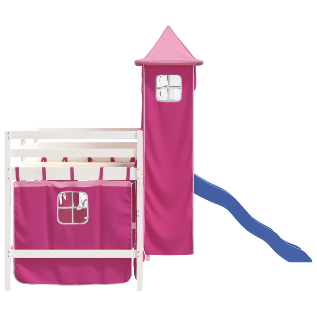 Kinderhoogslaper met toren 90x200 cm massief grenenhout roze Bedden & bedframes | Creëer jouw Trendy Thuis | Gratis bezorgd & Retour | Trendy.nl