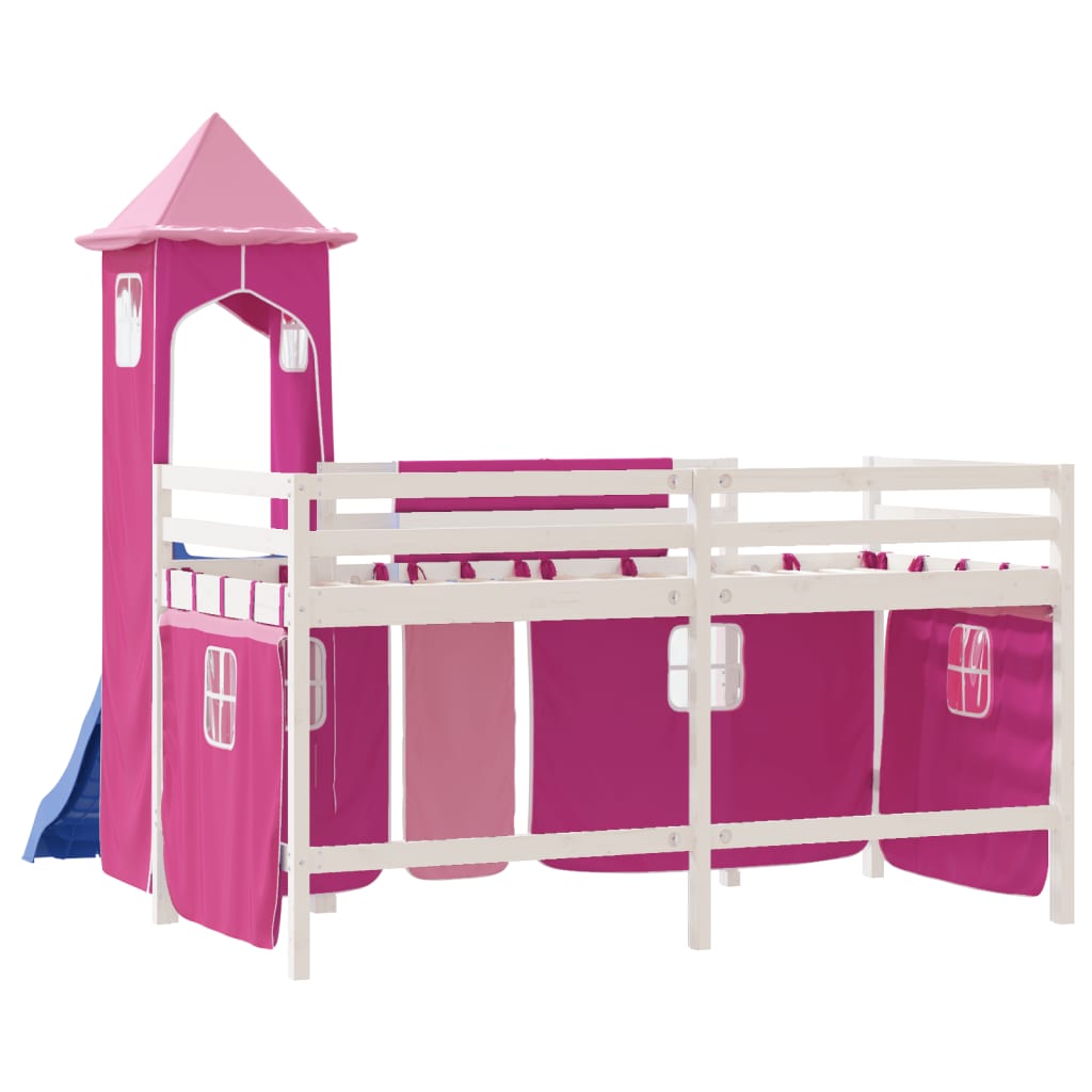 Kinderhoogslaper met toren 90x200 cm massief grenenhout roze Bedden & bedframes | Creëer jouw Trendy Thuis | Gratis bezorgd & Retour | Trendy.nl