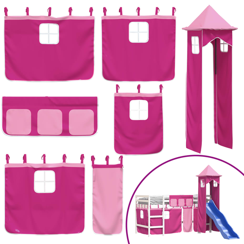 Kinderhoogslaper met toren 90x200 cm massief grenenhout roze Bedden & bedframes | Creëer jouw Trendy Thuis | Gratis bezorgd & Retour | Trendy.nl