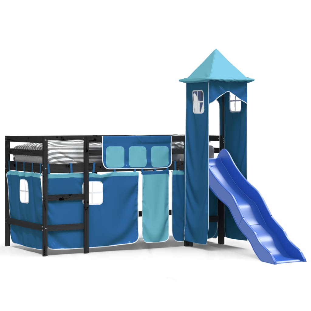 Kinderhoogslaper met toren 90x200 cm massief grenenhout blauw Bedden & bedframes | Creëer jouw Trendy Thuis | Gratis bezorgd & Retour | Trendy.nl