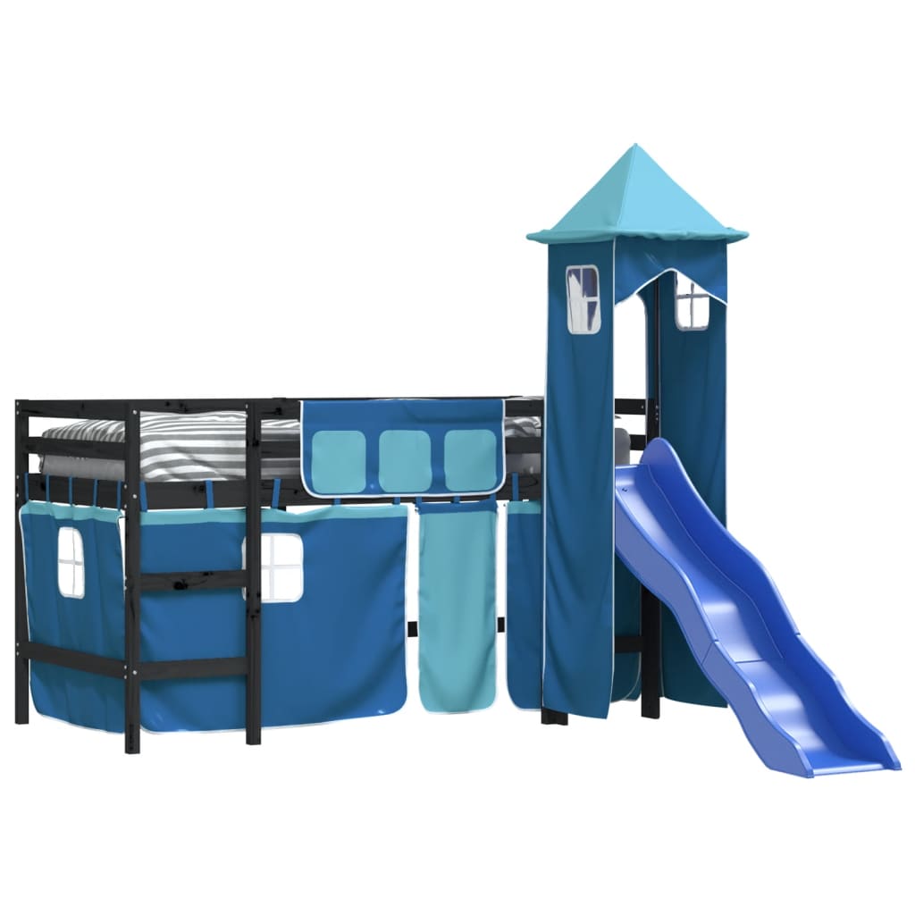 Kinderhoogslaper met toren 90x200 cm massief grenenhout blauw Bedden & bedframes | Creëer jouw Trendy Thuis | Gratis bezorgd & Retour | Trendy.nl