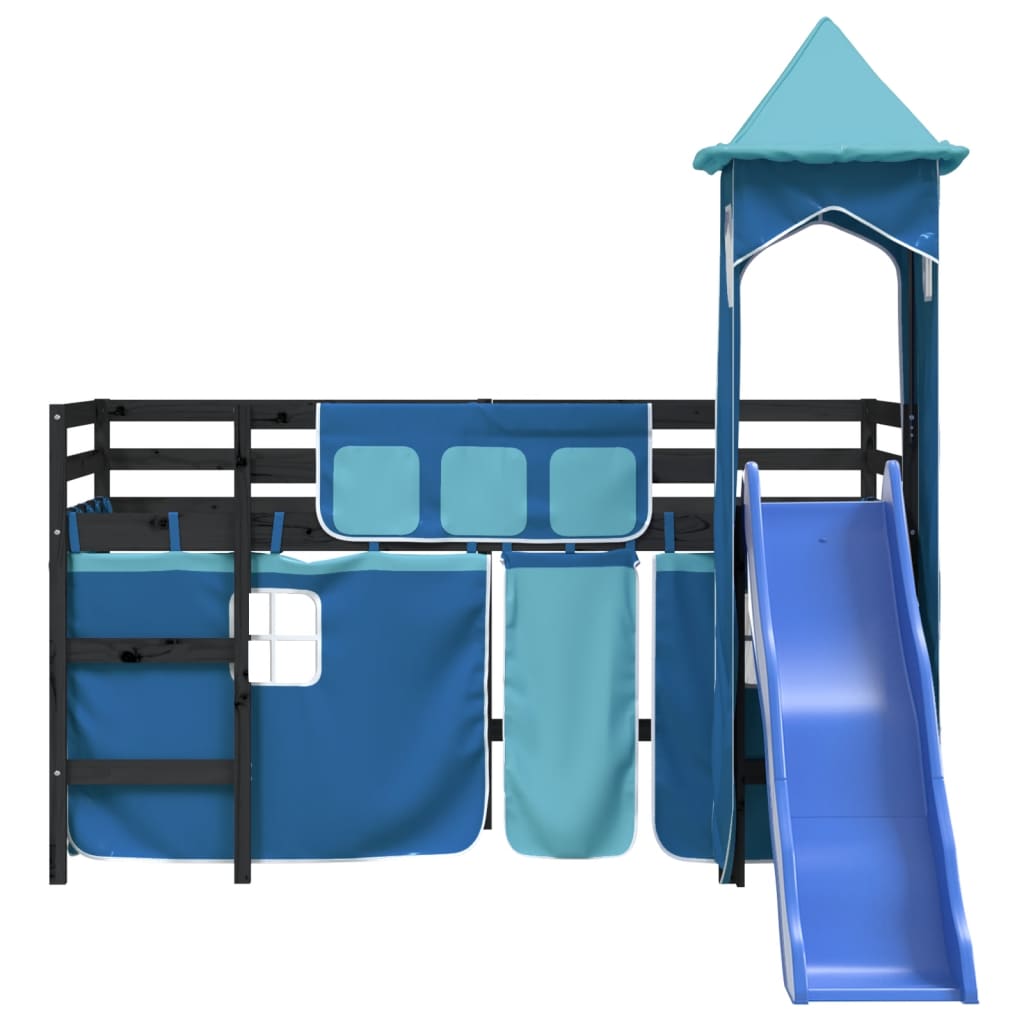 Kinderhoogslaper met toren 90x200 cm massief grenenhout blauw Bedden & bedframes | Creëer jouw Trendy Thuis | Gratis bezorgd & Retour | Trendy.nl