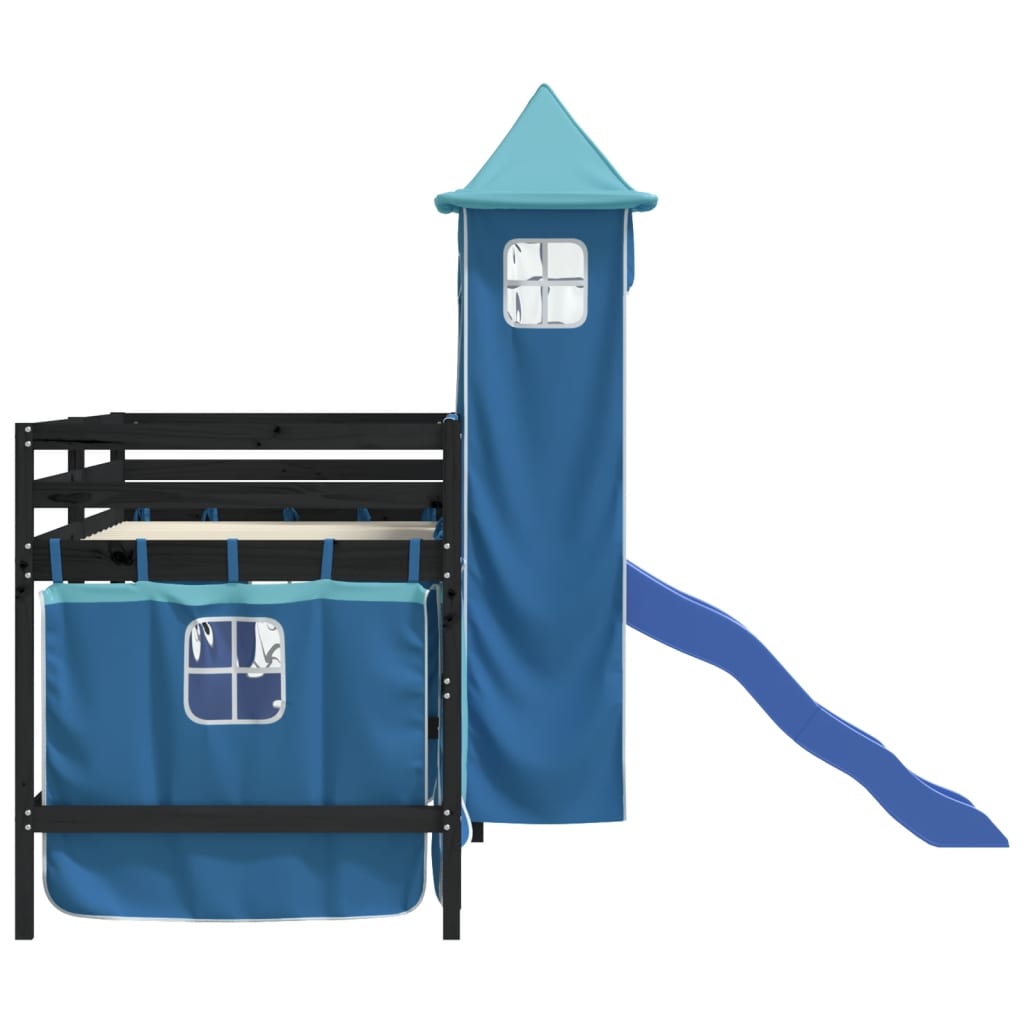 Kinderhoogslaper met toren 90x200 cm massief grenenhout blauw Bedden & bedframes | Creëer jouw Trendy Thuis | Gratis bezorgd & Retour | Trendy.nl