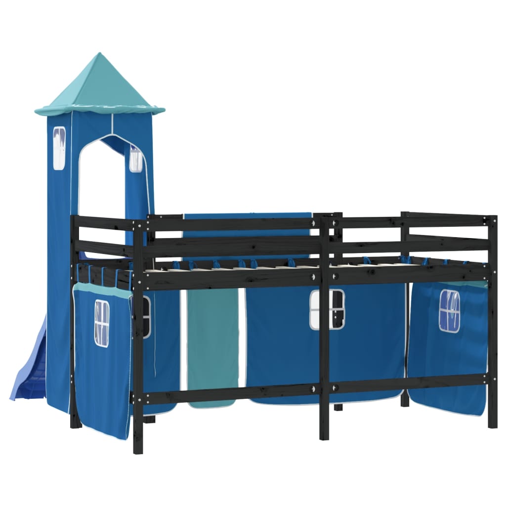 Kinderhoogslaper met toren 90x200 cm massief grenenhout blauw Bedden & bedframes | Creëer jouw Trendy Thuis | Gratis bezorgd & Retour | Trendy.nl