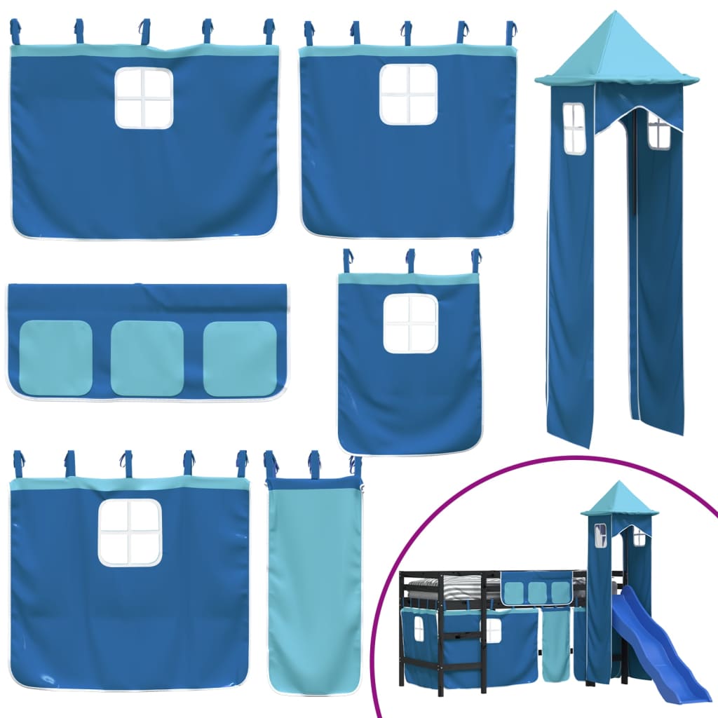 Kinderhoogslaper met toren 90x200 cm massief grenenhout blauw Bedden & bedframes | Creëer jouw Trendy Thuis | Gratis bezorgd & Retour | Trendy.nl