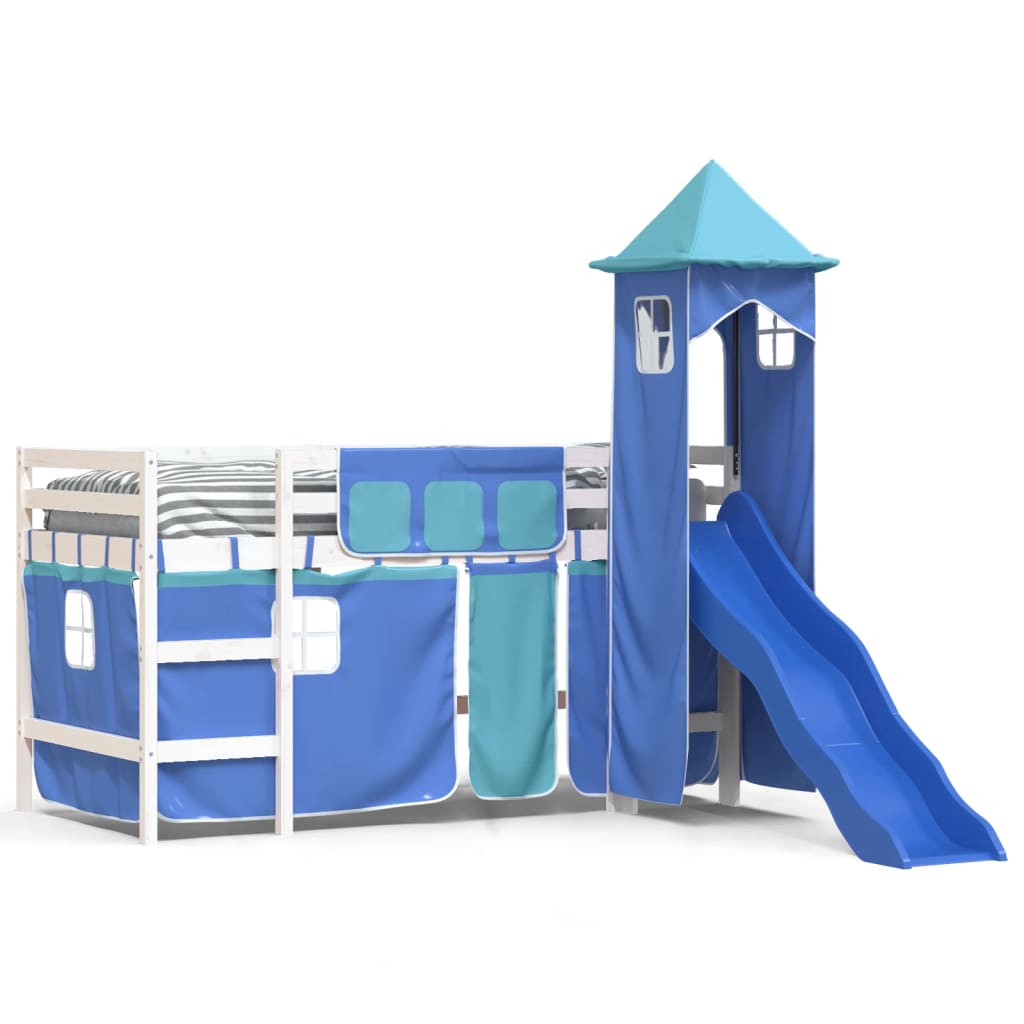 Kinderhoogslaper met toren 90x190 cm massief grenenhout blauw Bedden & bedframes | Creëer jouw Trendy Thuis | Gratis bezorgd & Retour | Trendy.nl