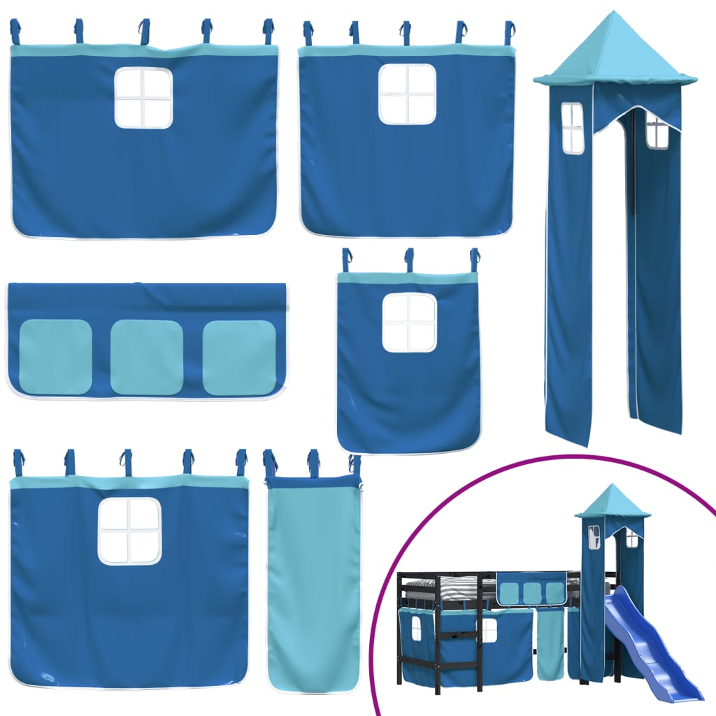 Kinderhoogslaper met toren 90x190 cm massief grenenhout blauw Bedden & bedframes | Creëer jouw Trendy Thuis | Gratis bezorgd & Retour | Trendy.nl