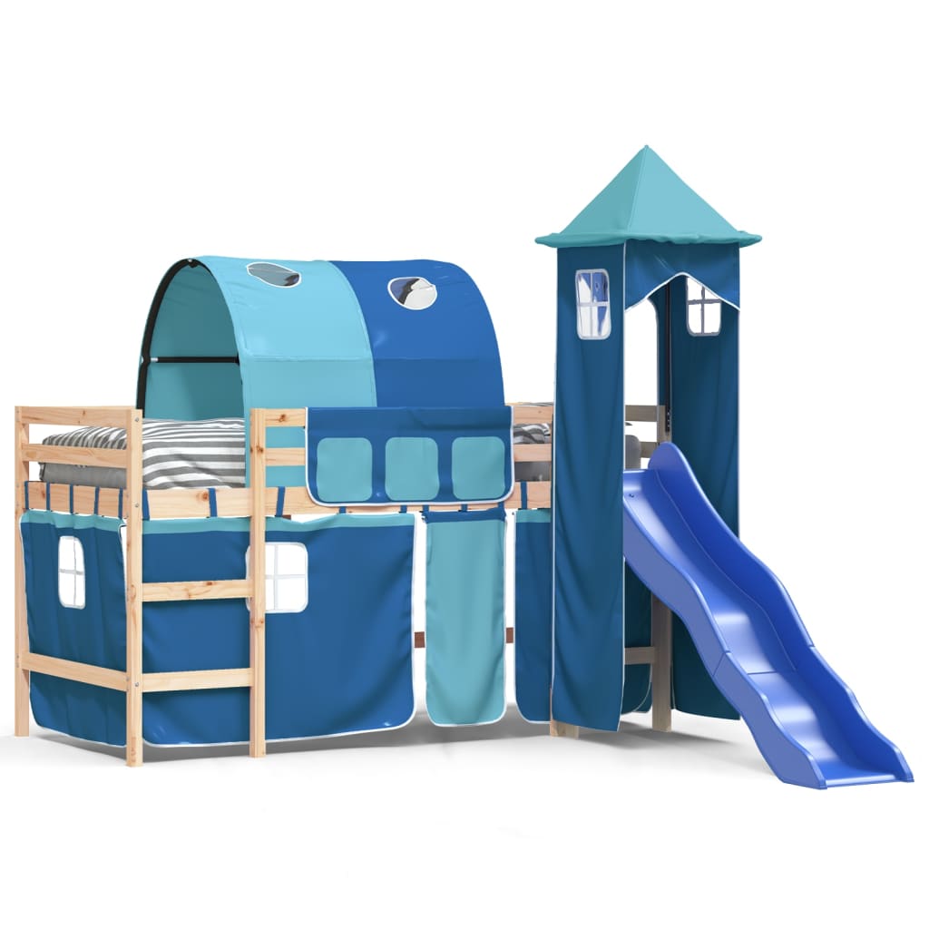 Kinderhoogslaper met toren 80x200 cm massief grenenhout blauw Bedden & bedframes | Creëer jouw Trendy Thuis | Gratis bezorgd & Retour | Trendy.nl