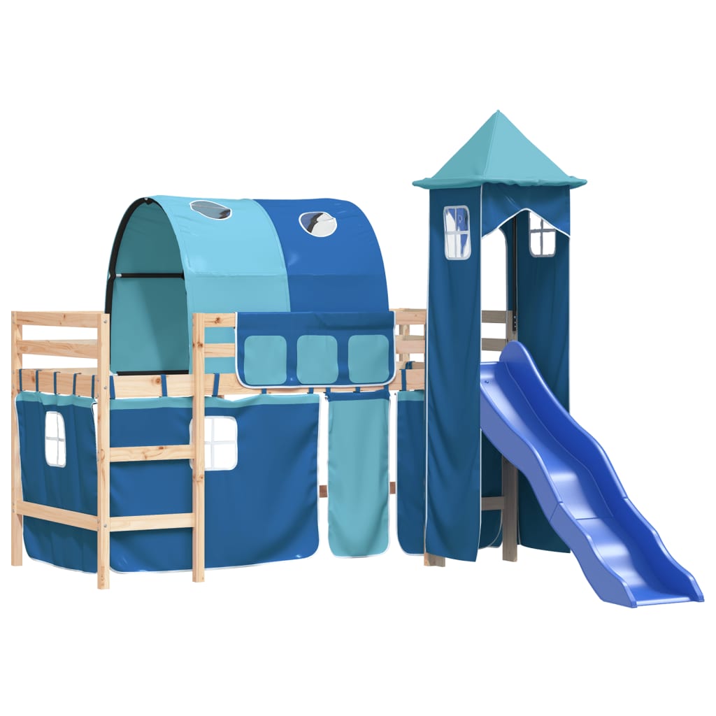 Kinderhoogslaper met toren 80x200 cm massief grenenhout blauw Bedden & bedframes | Creëer jouw Trendy Thuis | Gratis bezorgd & Retour | Trendy.nl