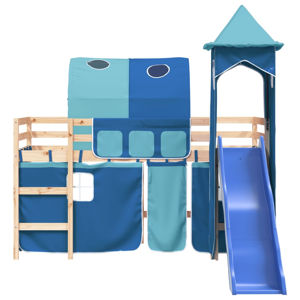 Kinderhoogslaper met toren 80x200 cm massief grenenhout blauw Bedden & bedframes | Creëer jouw Trendy Thuis | Gratis bezorgd & Retour | Trendy.nl