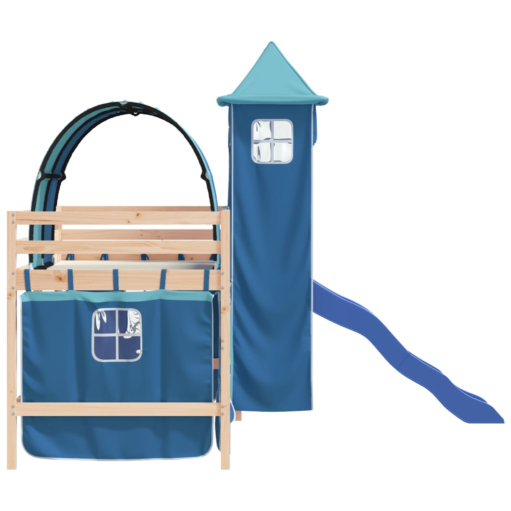 Kinderhoogslaper met toren 80x200 cm massief grenenhout blauw Bedden & bedframes | Creëer jouw Trendy Thuis | Gratis bezorgd & Retour | Trendy.nl