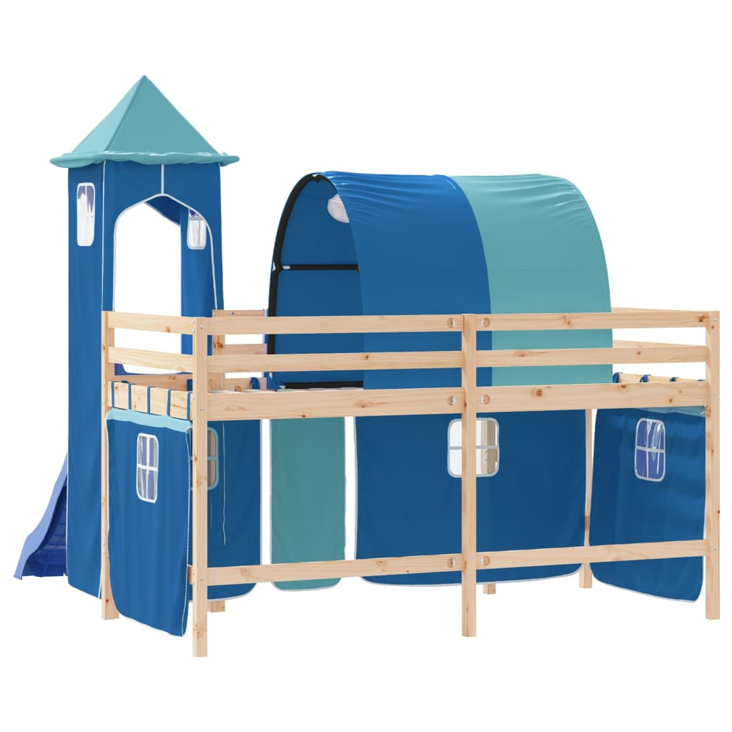 Kinderhoogslaper met toren 80x200 cm massief grenenhout blauw Bedden & bedframes | Creëer jouw Trendy Thuis | Gratis bezorgd & Retour | Trendy.nl