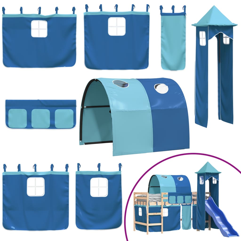 Kinderhoogslaper met toren 80x200 cm massief grenenhout blauw Bedden & bedframes | Creëer jouw Trendy Thuis | Gratis bezorgd & Retour | Trendy.nl