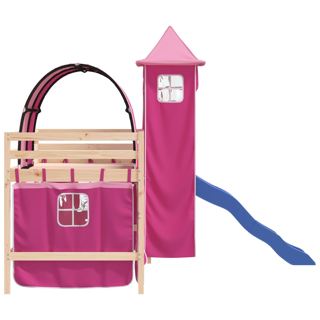 Kinderhoogslaper met toren 80x200 cm massief grenenhout roze Bedden & bedframes | Creëer jouw Trendy Thuis | Gratis bezorgd & Retour | Trendy.nl