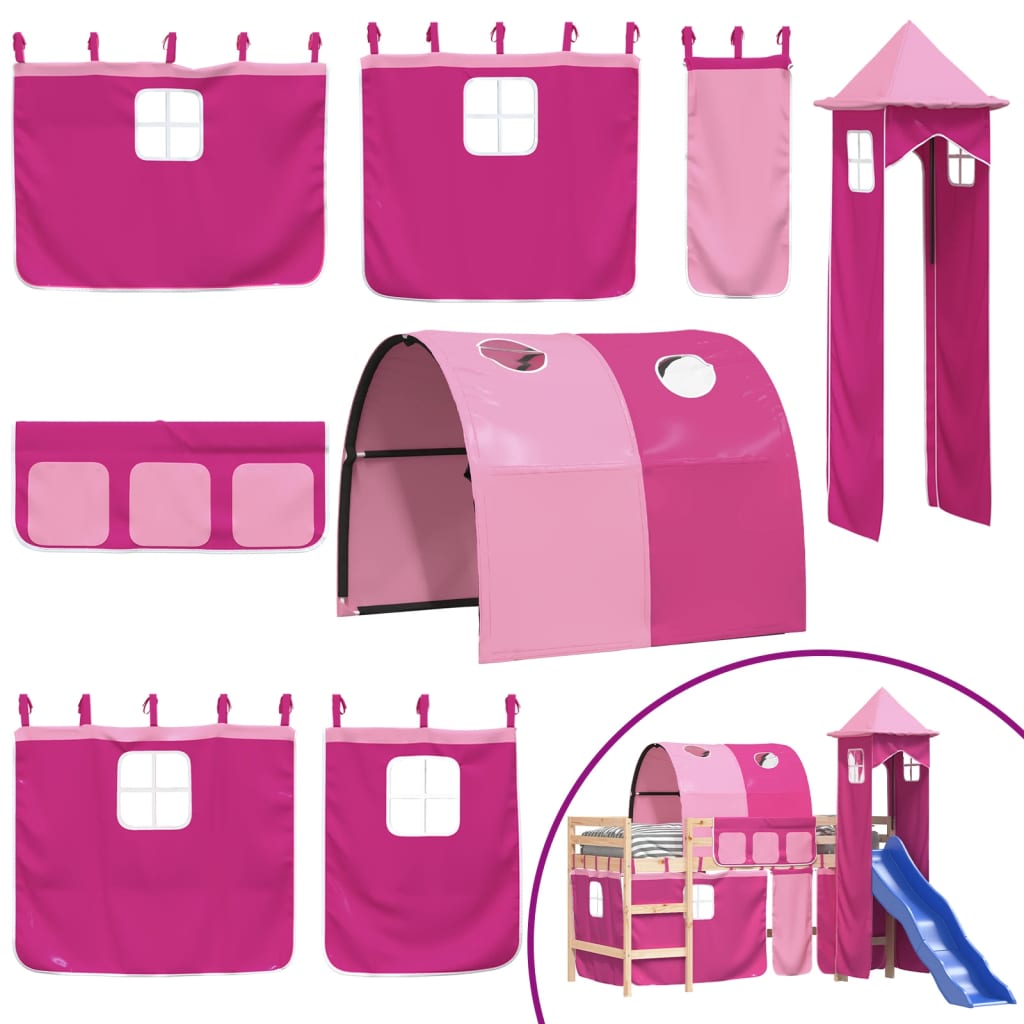 Kinderhoogslaper met toren 80x200 cm massief grenenhout roze Bedden & bedframes | Creëer jouw Trendy Thuis | Gratis bezorgd & Retour | Trendy.nl