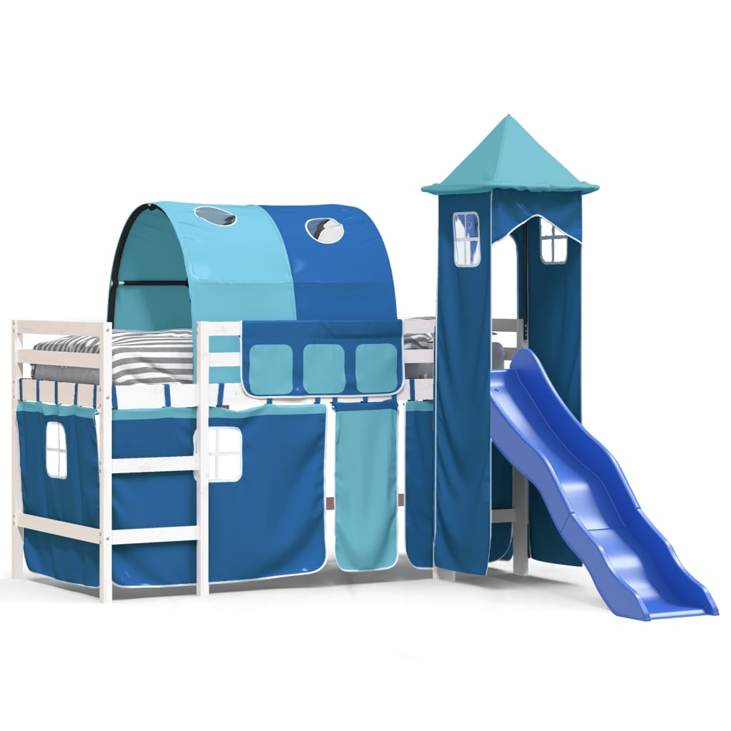 Kinderhoogslaper met toren 80x200 cm massief grenenhout blauw Bedden & bedframes | Creëer jouw Trendy Thuis | Gratis bezorgd & Retour | Trendy.nl