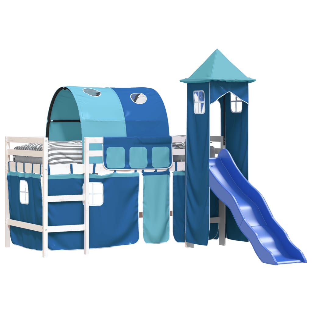 Kinderhoogslaper met toren 80x200 cm massief grenenhout blauw Bedden & bedframes | Creëer jouw Trendy Thuis | Gratis bezorgd & Retour | Trendy.nl