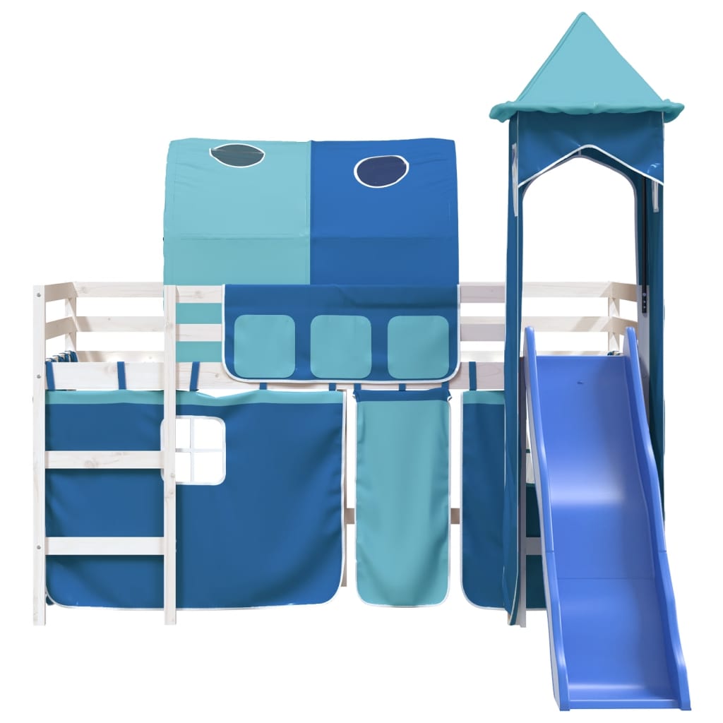 Kinderhoogslaper met toren 80x200 cm massief grenenhout blauw Bedden & bedframes | Creëer jouw Trendy Thuis | Gratis bezorgd & Retour | Trendy.nl