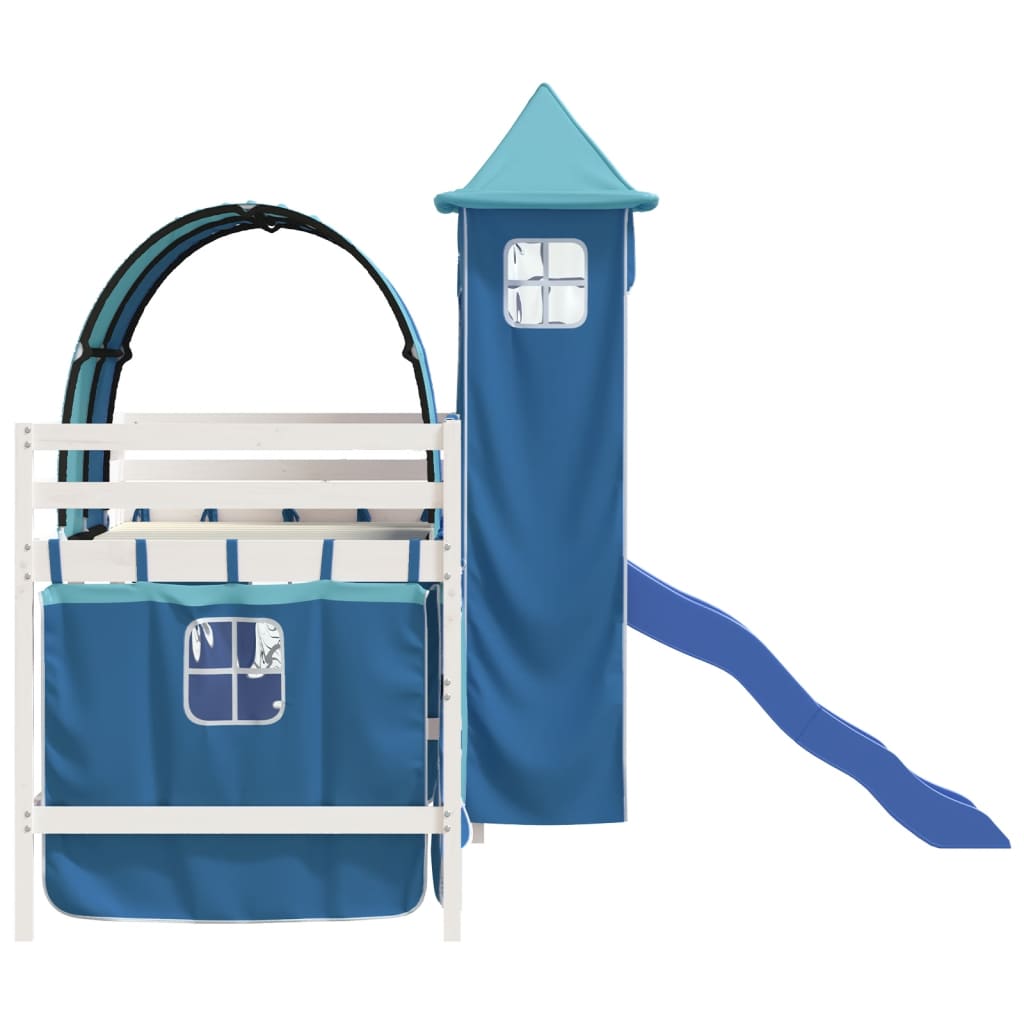 Kinderhoogslaper met toren 80x200 cm massief grenenhout blauw Bedden & bedframes | Creëer jouw Trendy Thuis | Gratis bezorgd & Retour | Trendy.nl