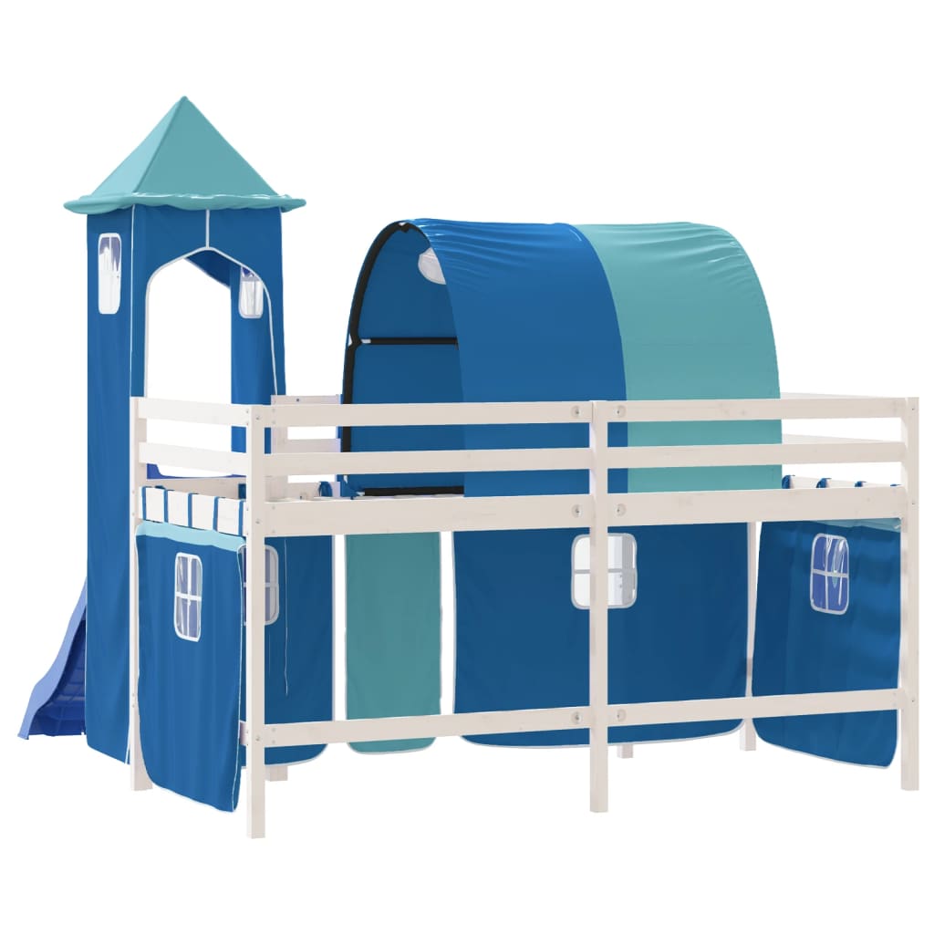 Kinderhoogslaper met toren 80x200 cm massief grenenhout blauw Bedden & bedframes | Creëer jouw Trendy Thuis | Gratis bezorgd & Retour | Trendy.nl