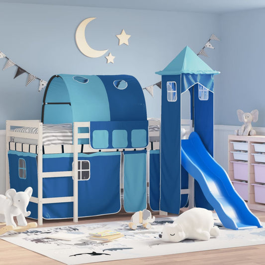 Kinderhoogslaper met toren 80x200 cm massief grenenhout blauw Bedden & bedframes | Creëer jouw Trendy Thuis | Gratis bezorgd & Retour | Trendy.nl