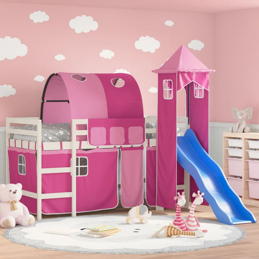 Kinderhoogslaper met toren 80x200 cm massief grenenhout roze Bedden & bedframes | Creëer jouw Trendy Thuis | Gratis bezorgd & Retour | Trendy.nl