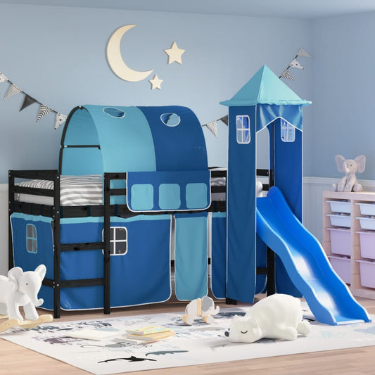 Kinderhoogslaper met toren 80x200 cm massief grenenhout blauw Bedden & bedframes | Creëer jouw Trendy Thuis | Gratis bezorgd & Retour | Trendy.nl