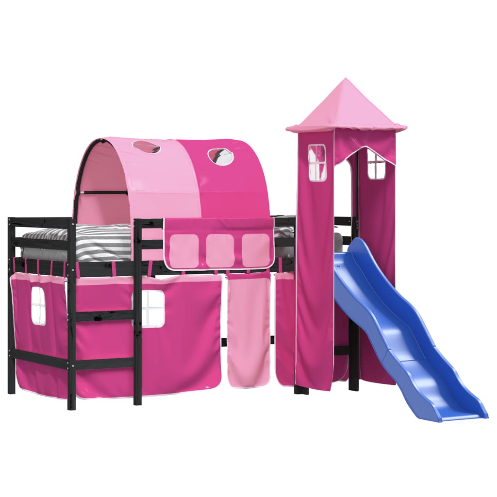 Kinderhoogslaper met toren 80x200 cm massief grenenhout roze Bedden & bedframes | Creëer jouw Trendy Thuis | Gratis bezorgd & Retour | Trendy.nl