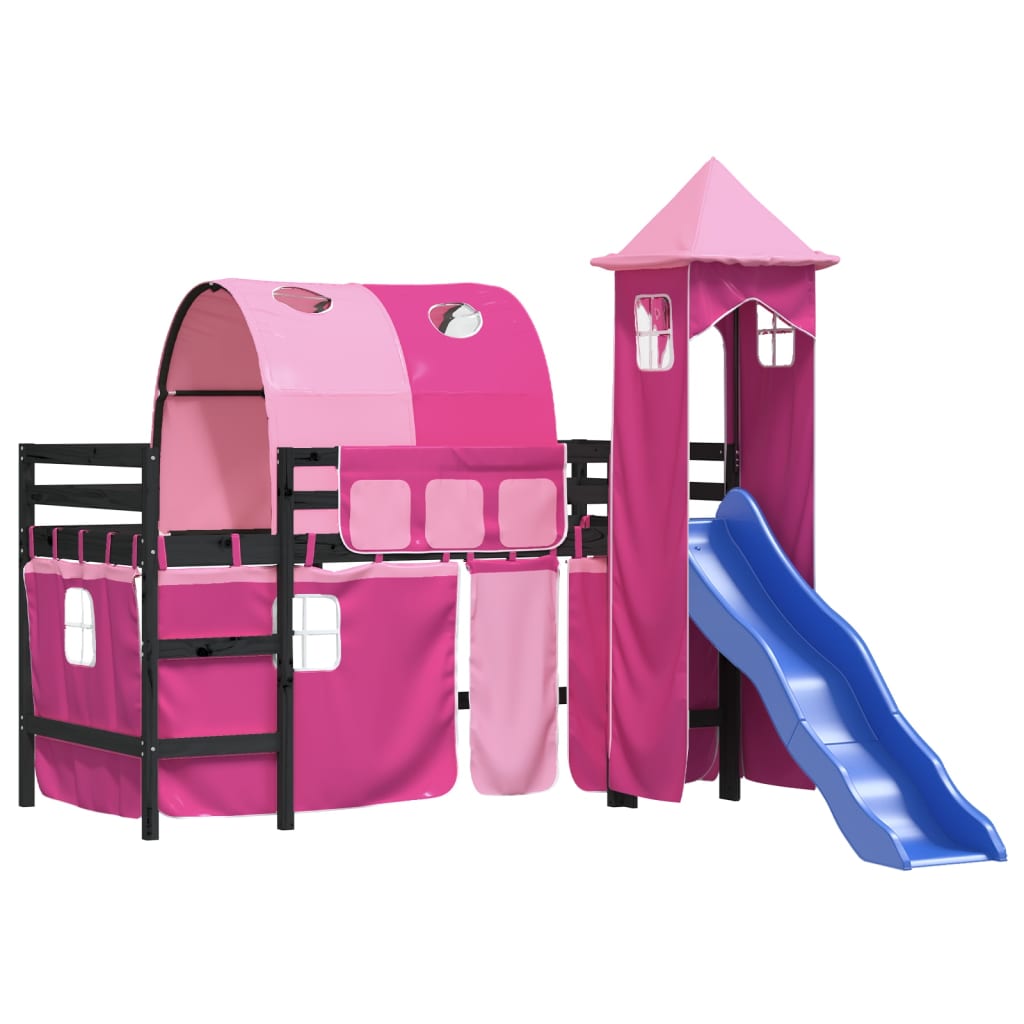 Kinderhoogslaper met toren 80x200 cm massief grenenhout roze Bedden & bedframes | Creëer jouw Trendy Thuis | Gratis bezorgd & Retour | Trendy.nl