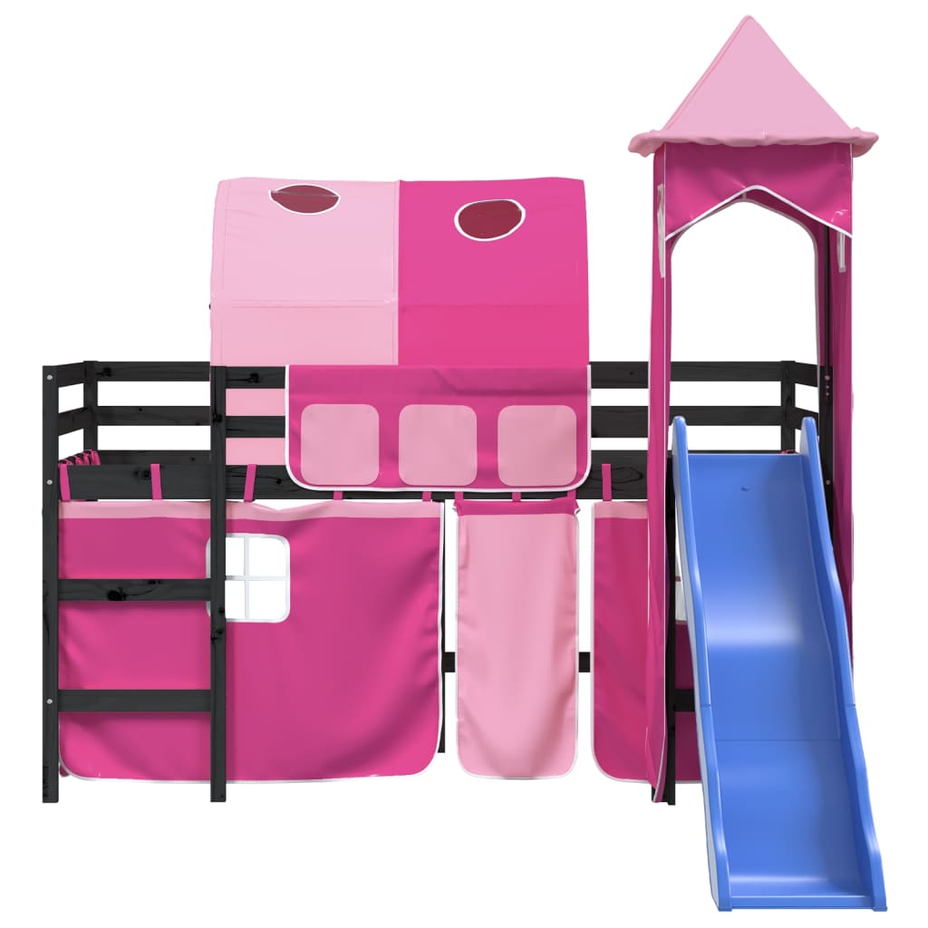 Kinderhoogslaper met toren 80x200 cm massief grenenhout roze Bedden & bedframes | Creëer jouw Trendy Thuis | Gratis bezorgd & Retour | Trendy.nl