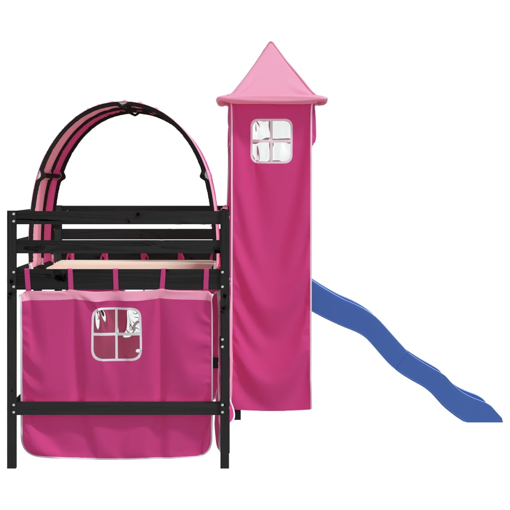 Kinderhoogslaper met toren 80x200 cm massief grenenhout roze Bedden & bedframes | Creëer jouw Trendy Thuis | Gratis bezorgd & Retour | Trendy.nl