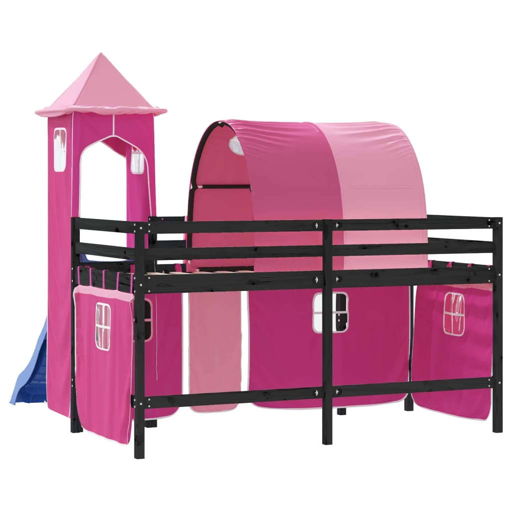 Kinderhoogslaper met toren 80x200 cm massief grenenhout roze Bedden & bedframes | Creëer jouw Trendy Thuis | Gratis bezorgd & Retour | Trendy.nl