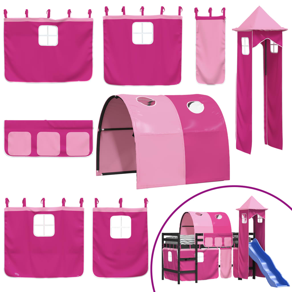 Kinderhoogslaper met toren 80x200 cm massief grenenhout roze Bedden & bedframes | Creëer jouw Trendy Thuis | Gratis bezorgd & Retour | Trendy.nl