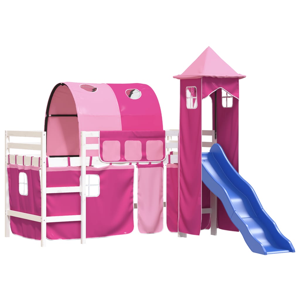 Kinderhoogslaper met toren 90x200 cm massief grenenhout roze Bedden & bedframes | Creëer jouw Trendy Thuis | Gratis bezorgd & Retour | Trendy.nl