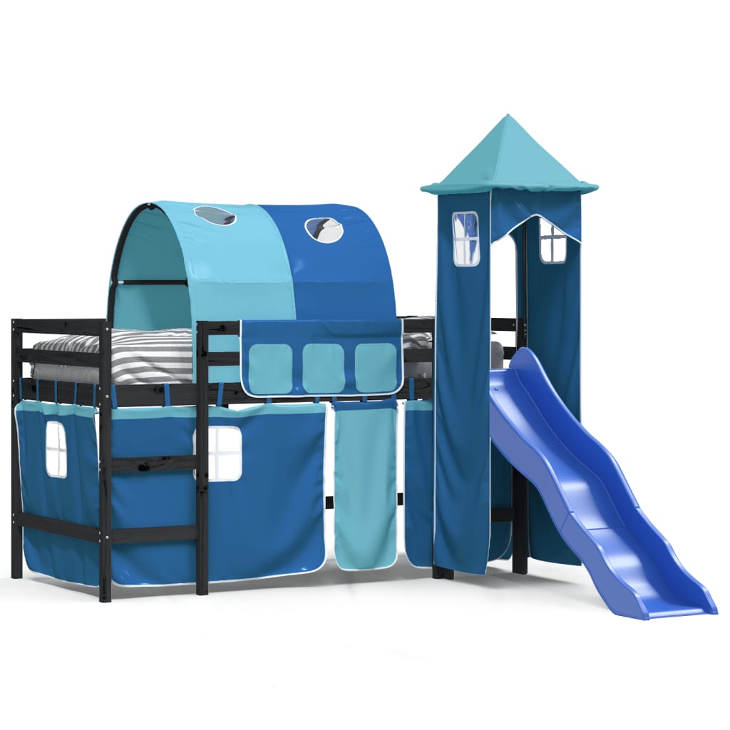 Kinderhoogslaper met toren 90x190 cm massief grenenhout blauw Bedden & bedframes | Creëer jouw Trendy Thuis | Gratis bezorgd & Retour | Trendy.nl