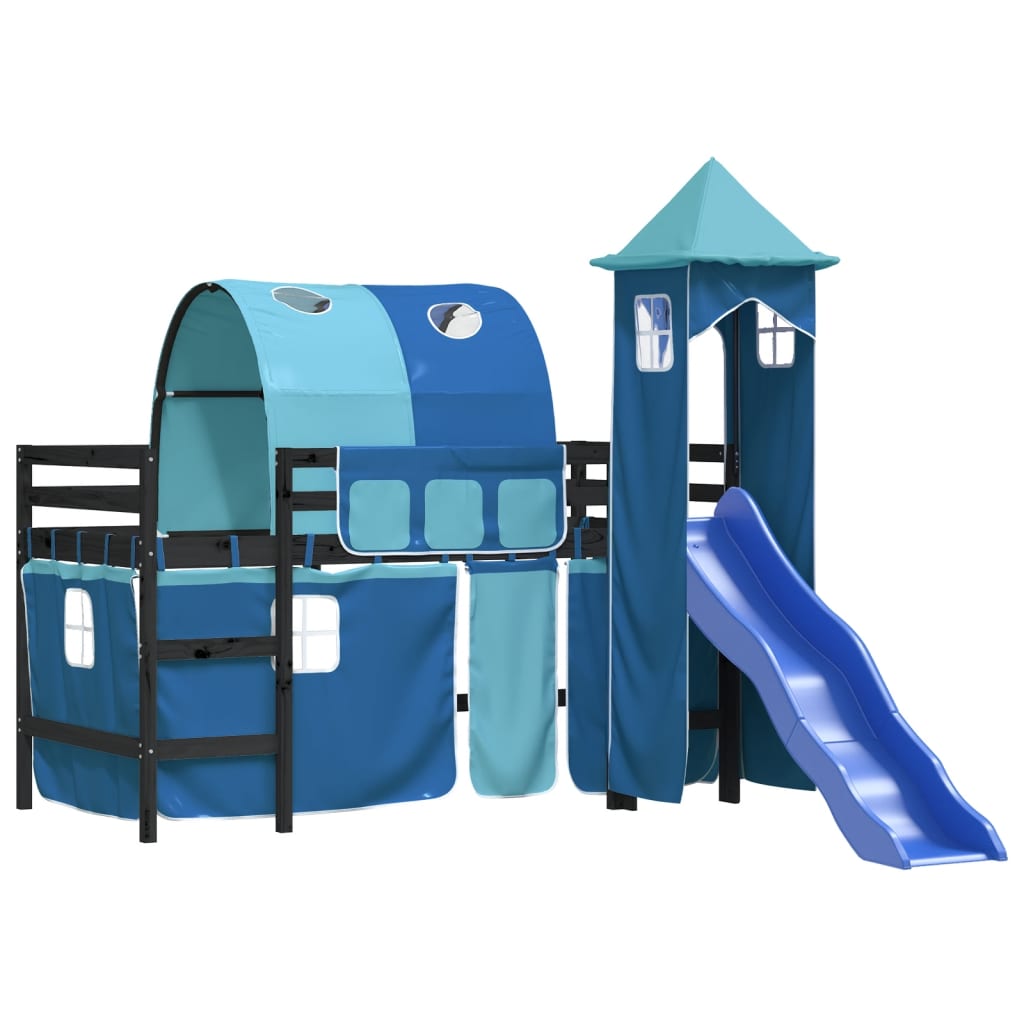 Kinderhoogslaper met toren 90x190 cm massief grenenhout blauw Bedden & bedframes | Creëer jouw Trendy Thuis | Gratis bezorgd & Retour | Trendy.nl