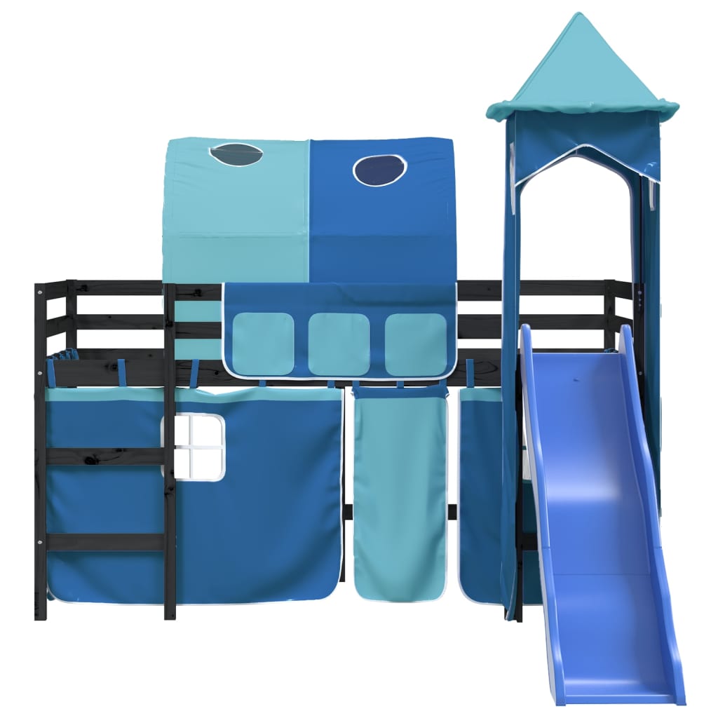 Kinderhoogslaper met toren 90x190 cm massief grenenhout blauw Bedden & bedframes | Creëer jouw Trendy Thuis | Gratis bezorgd & Retour | Trendy.nl