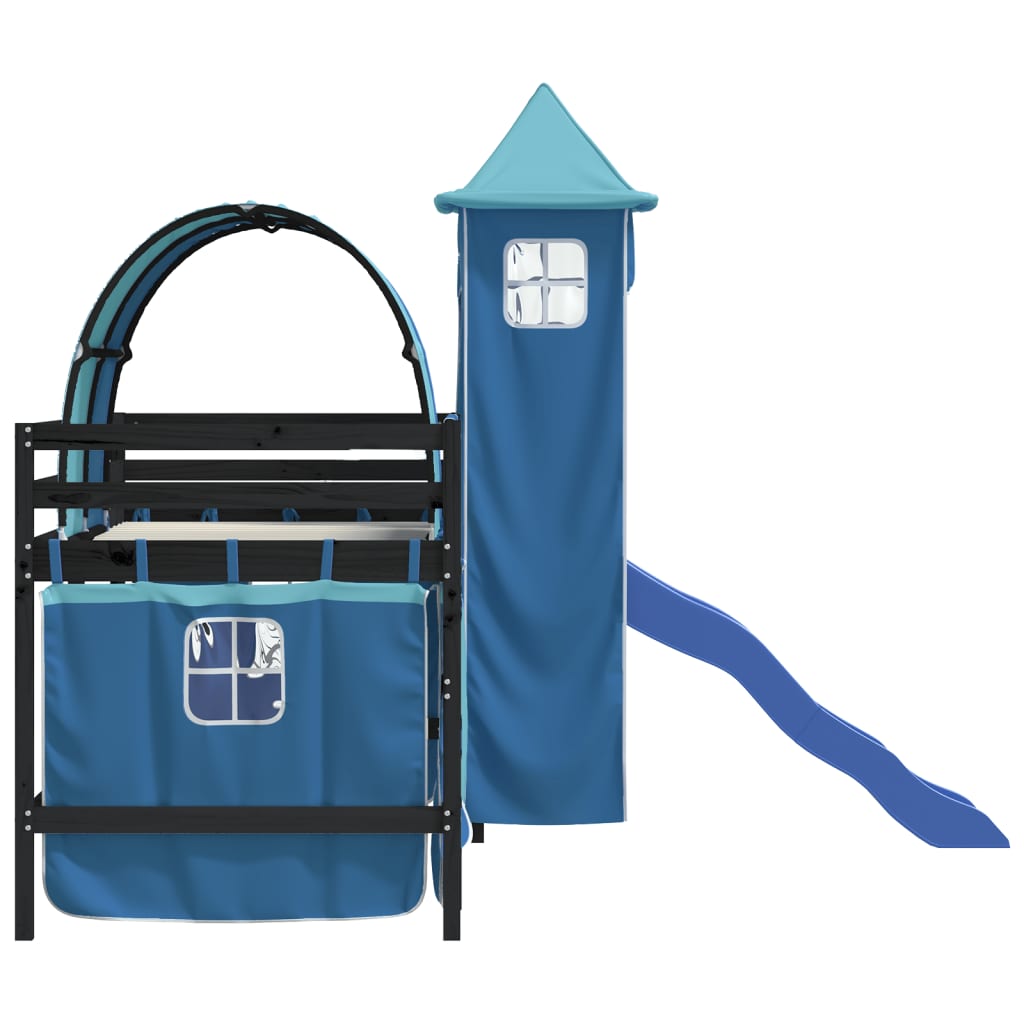 Kinderhoogslaper met toren 90x190 cm massief grenenhout blauw Bedden & bedframes | Creëer jouw Trendy Thuis | Gratis bezorgd & Retour | Trendy.nl