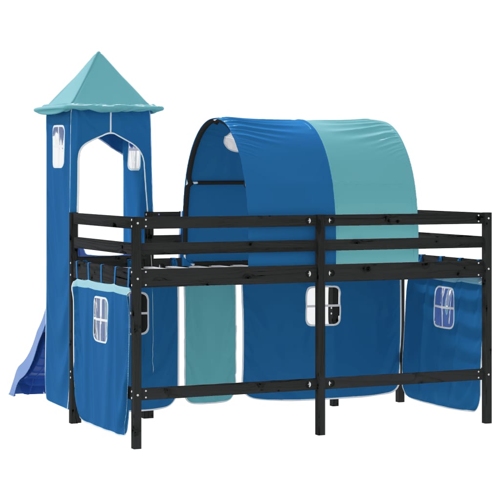 Kinderhoogslaper met toren 90x190 cm massief grenenhout blauw Bedden & bedframes | Creëer jouw Trendy Thuis | Gratis bezorgd & Retour | Trendy.nl