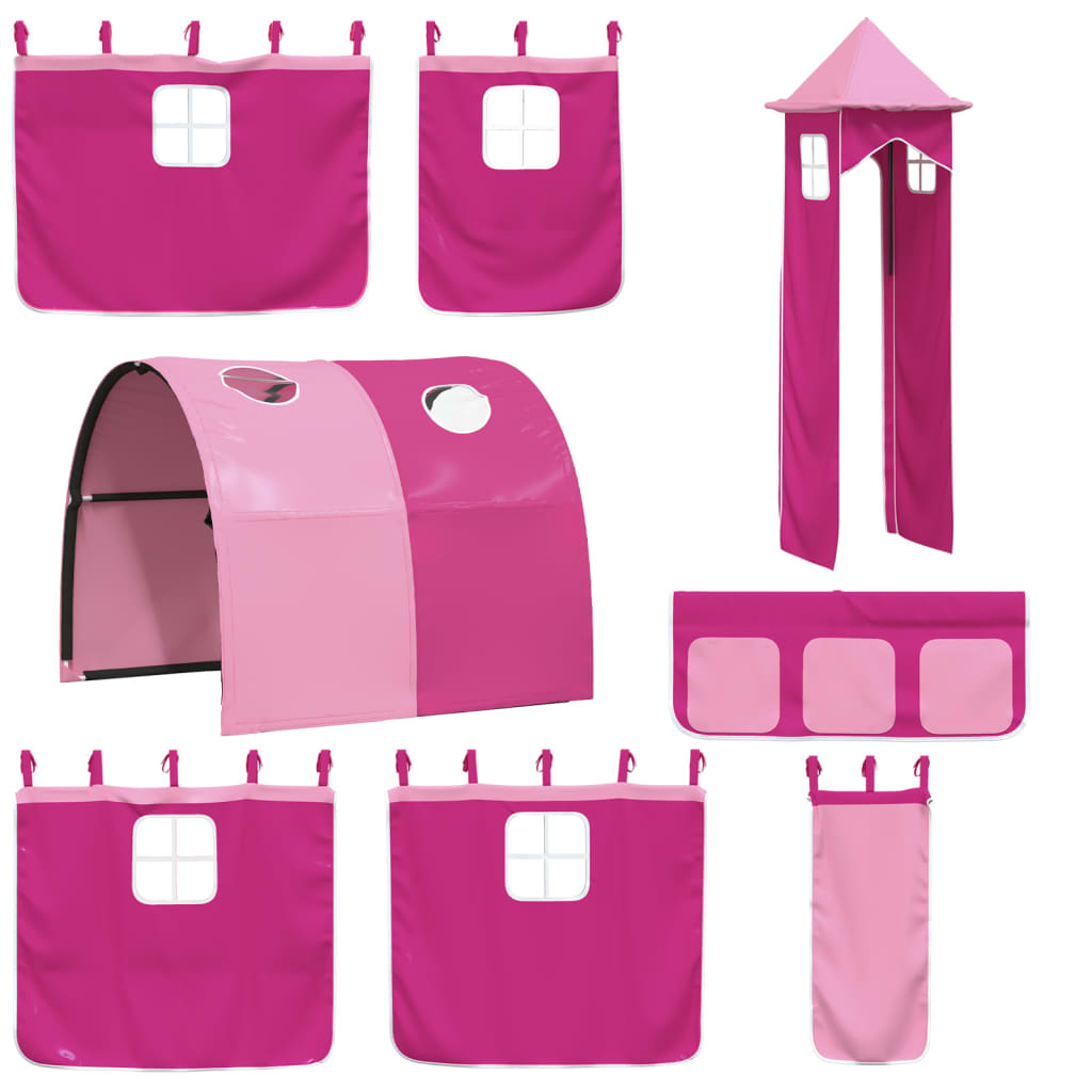 Kinderhoogslaper met toren 90x190 cm massief grenenhout roze Bedden & bedframes | Creëer jouw Trendy Thuis | Gratis bezorgd & Retour | Trendy.nl