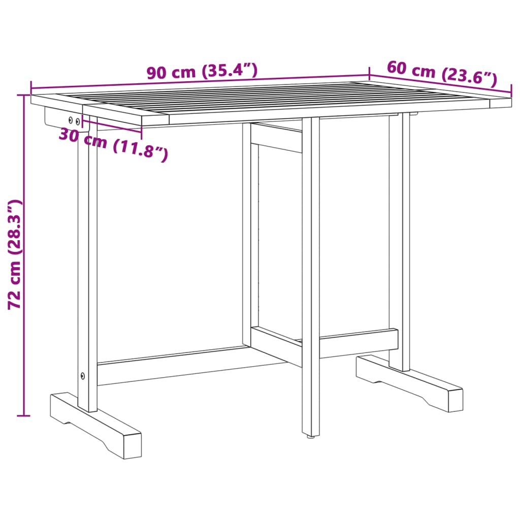 Balkontafel inklapbaar 90x60x72 cm massief acaciahout Tuintafels | Creëer jouw Trendy Thuis | Gratis bezorgd & Retour | Trendy.nl