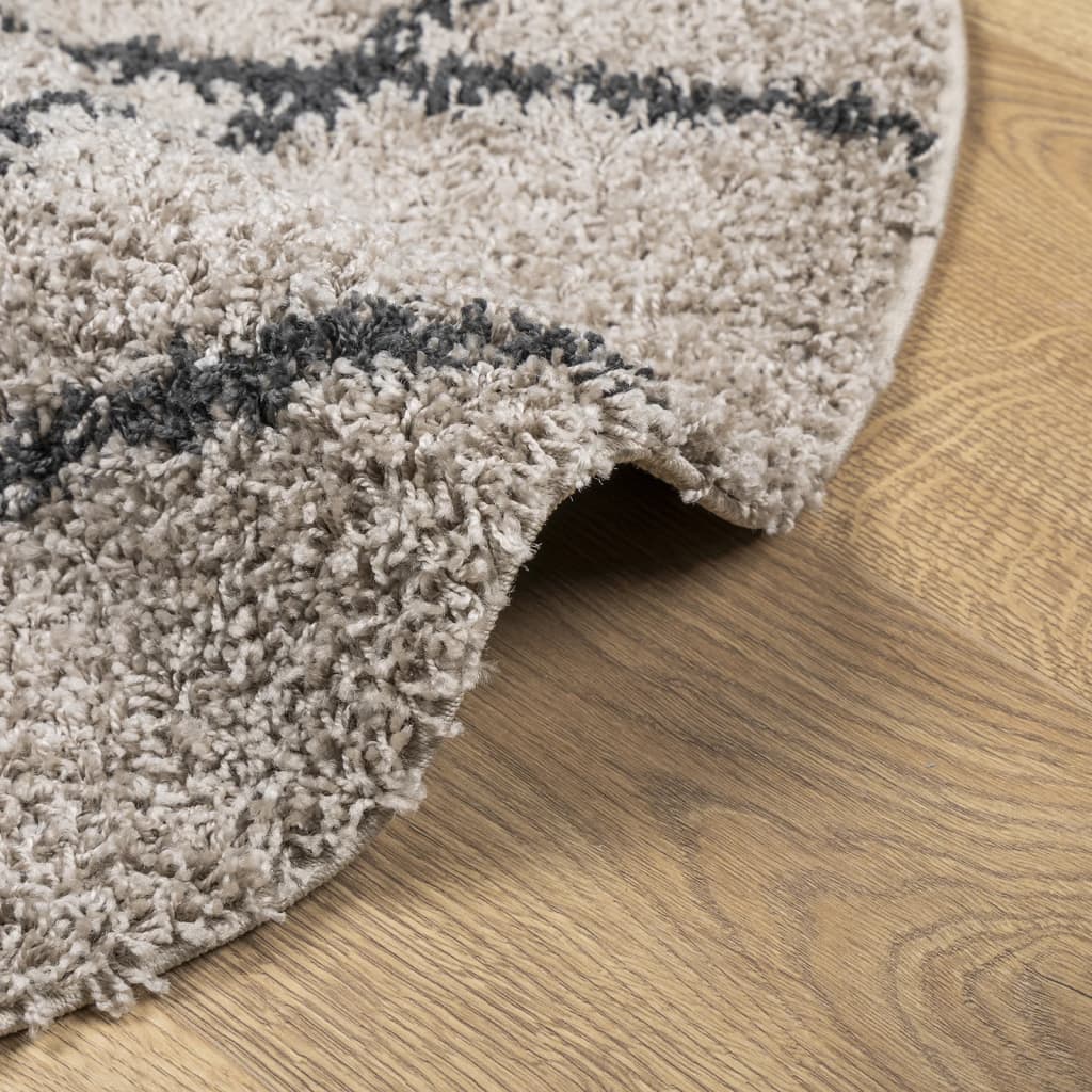 Vloerkleed PAMPLONA shaggy hoogpolig Ø 80 cm beige antraciet Vloerkleden | Creëer jouw Trendy Thuis | Gratis bezorgd & Retour | Trendy.nl